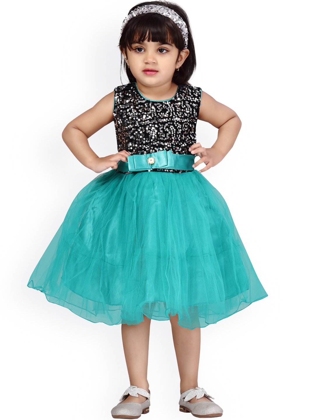 

Aarika Black Net A-Line Dress
