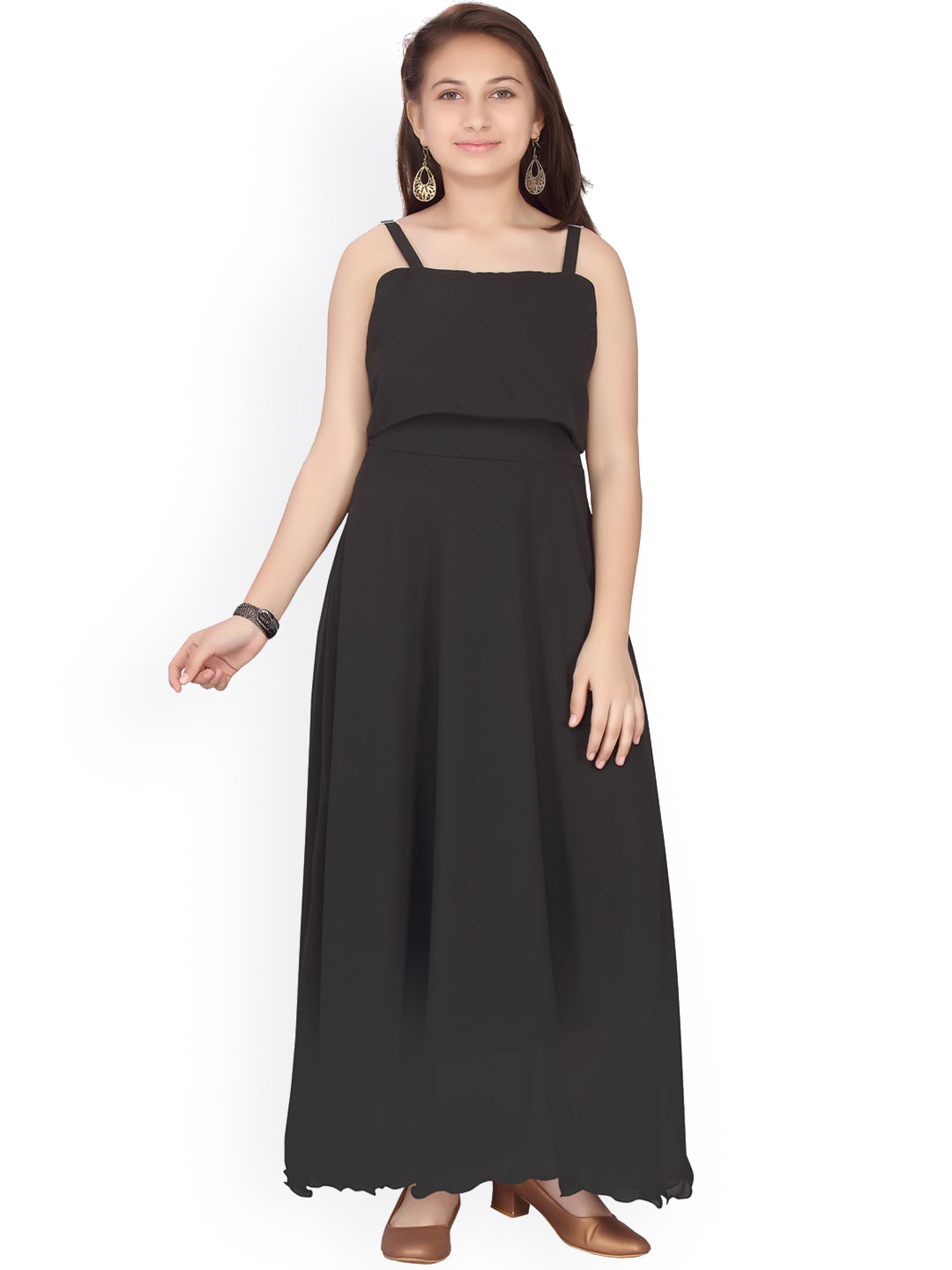 

Aarika Black Georgette Maxi Dress