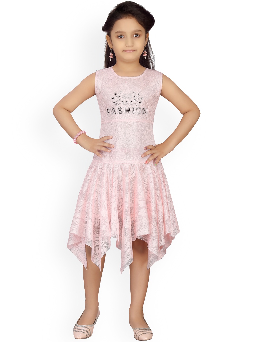 

Aarika Pink Net Midi Dress
