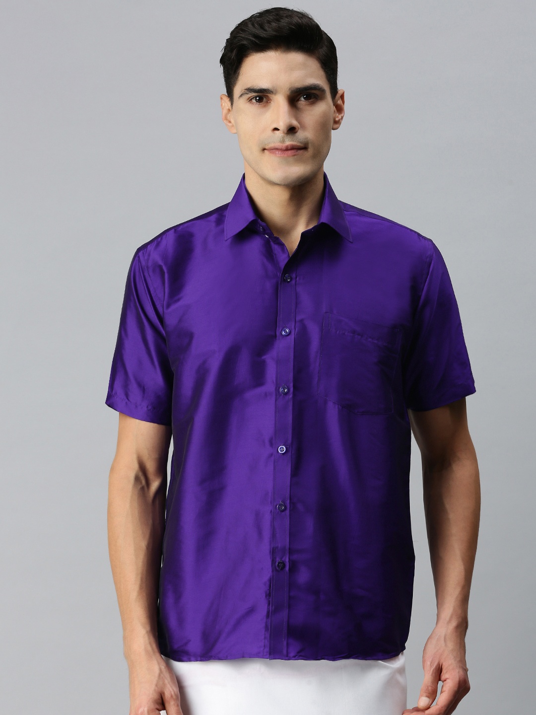 

INDIAN WOOTZ Men Blue Art Silk Shirt
