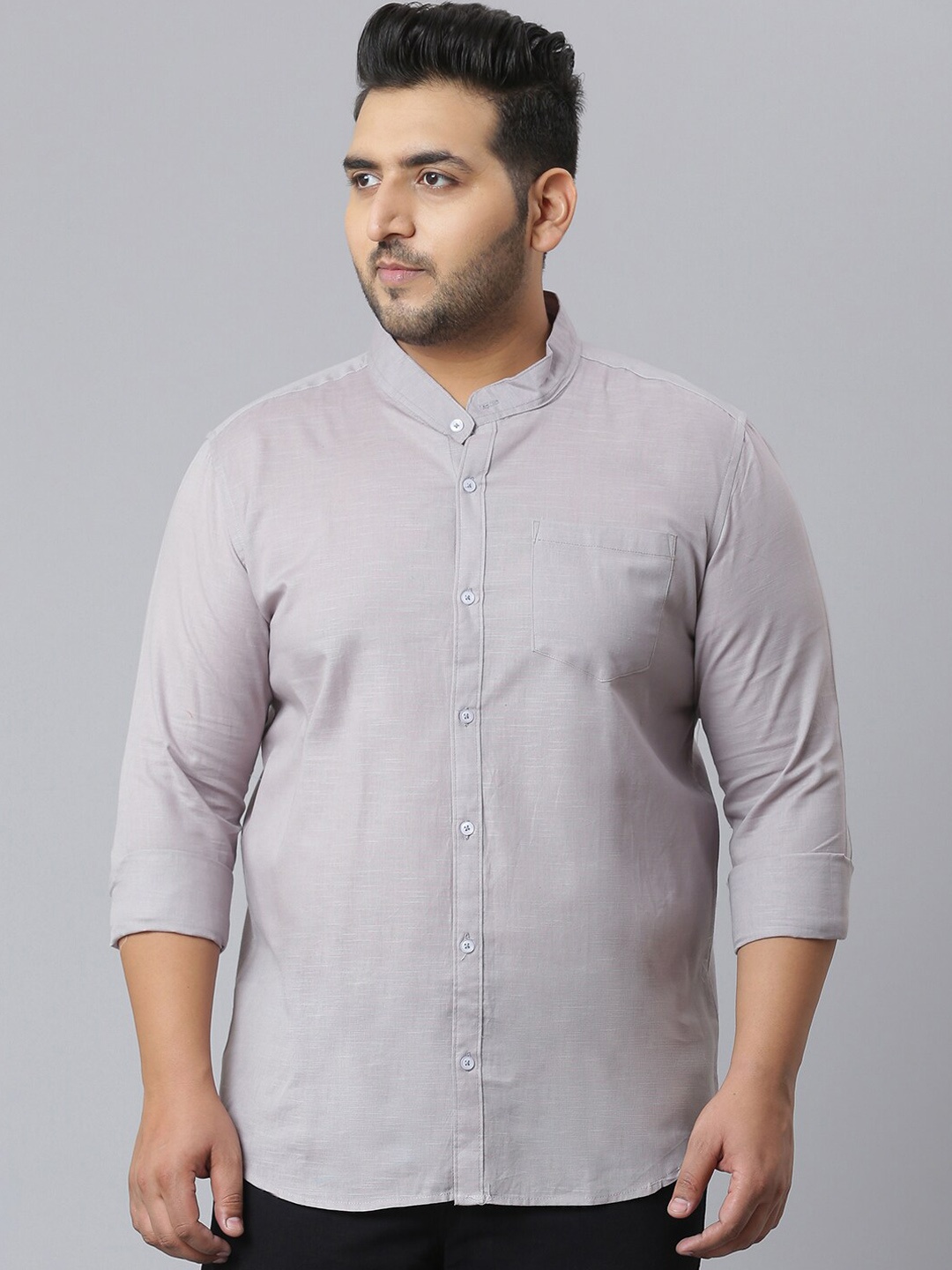 

Instafab Plus Men Grey Classic Opaque Casual Shirt