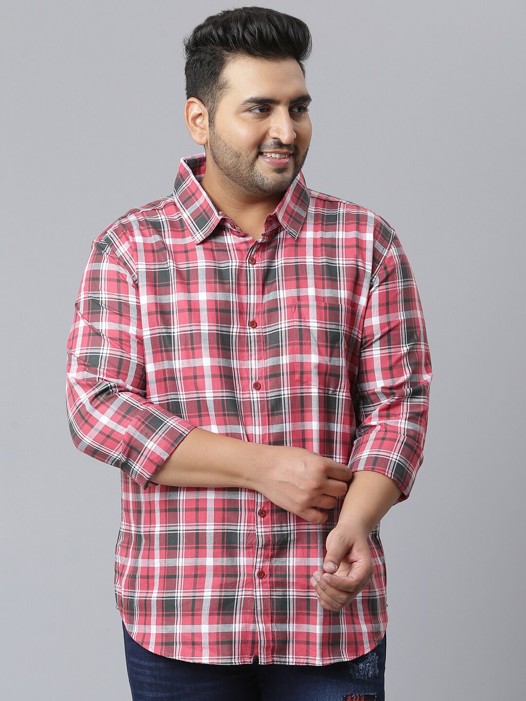 

Instafab Plus Men Maroon Classic Tartan Checks Opaque Checked Casual Shirt