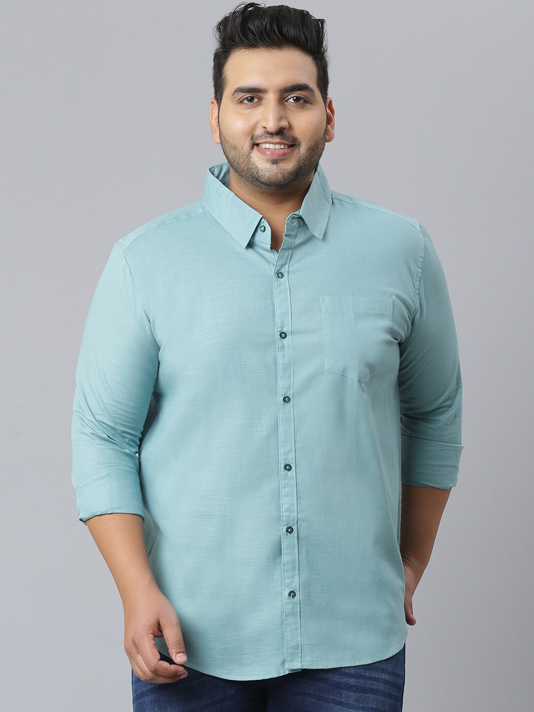 

Instafab Plus Men Green Classic Opaque Casual Shirt