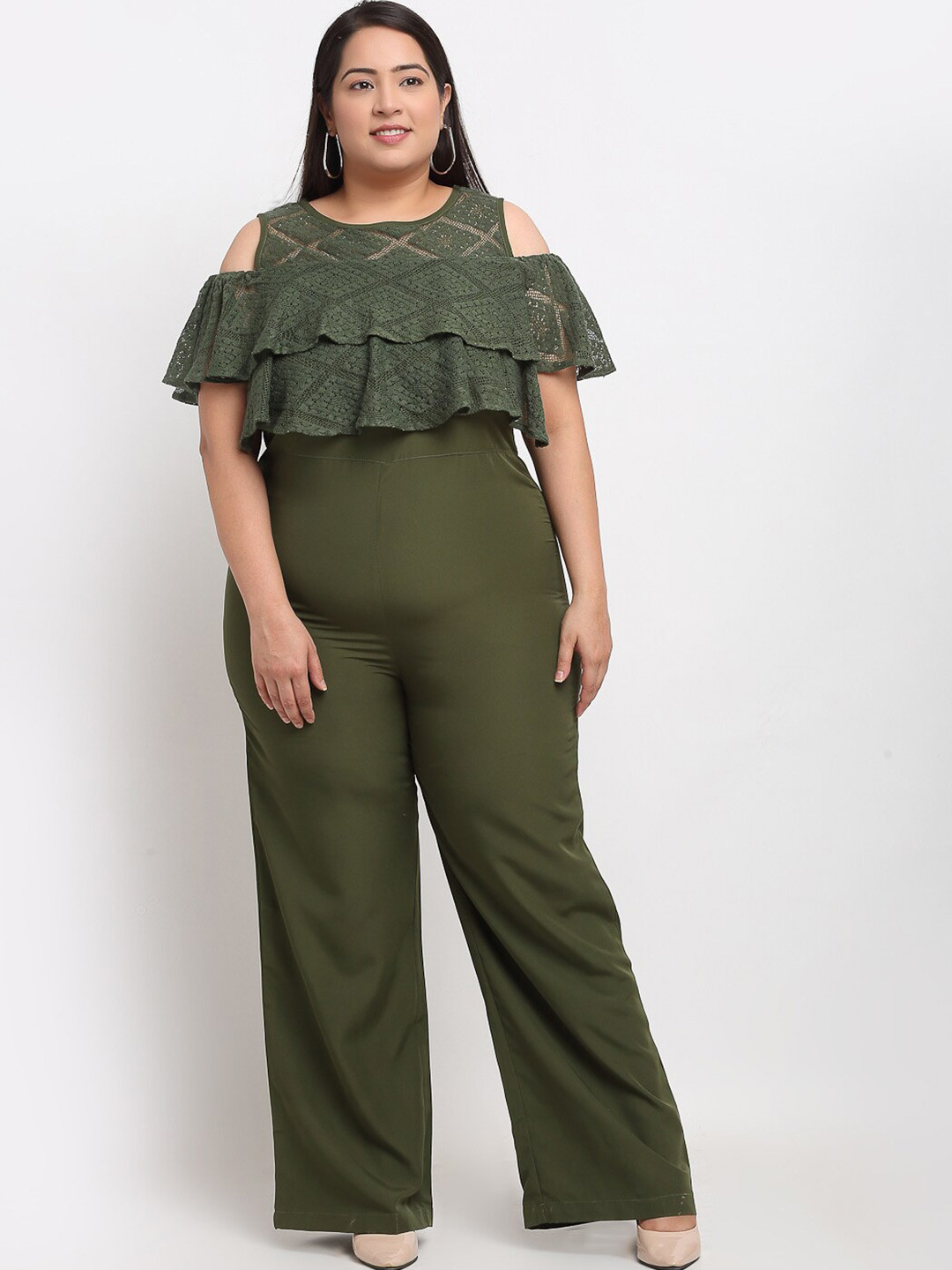 

Flambeur Olive Green Basic Jumpsuit