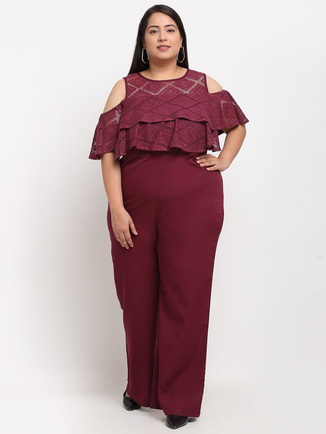 

Flambeur Maroon Basic Jumpsuit
