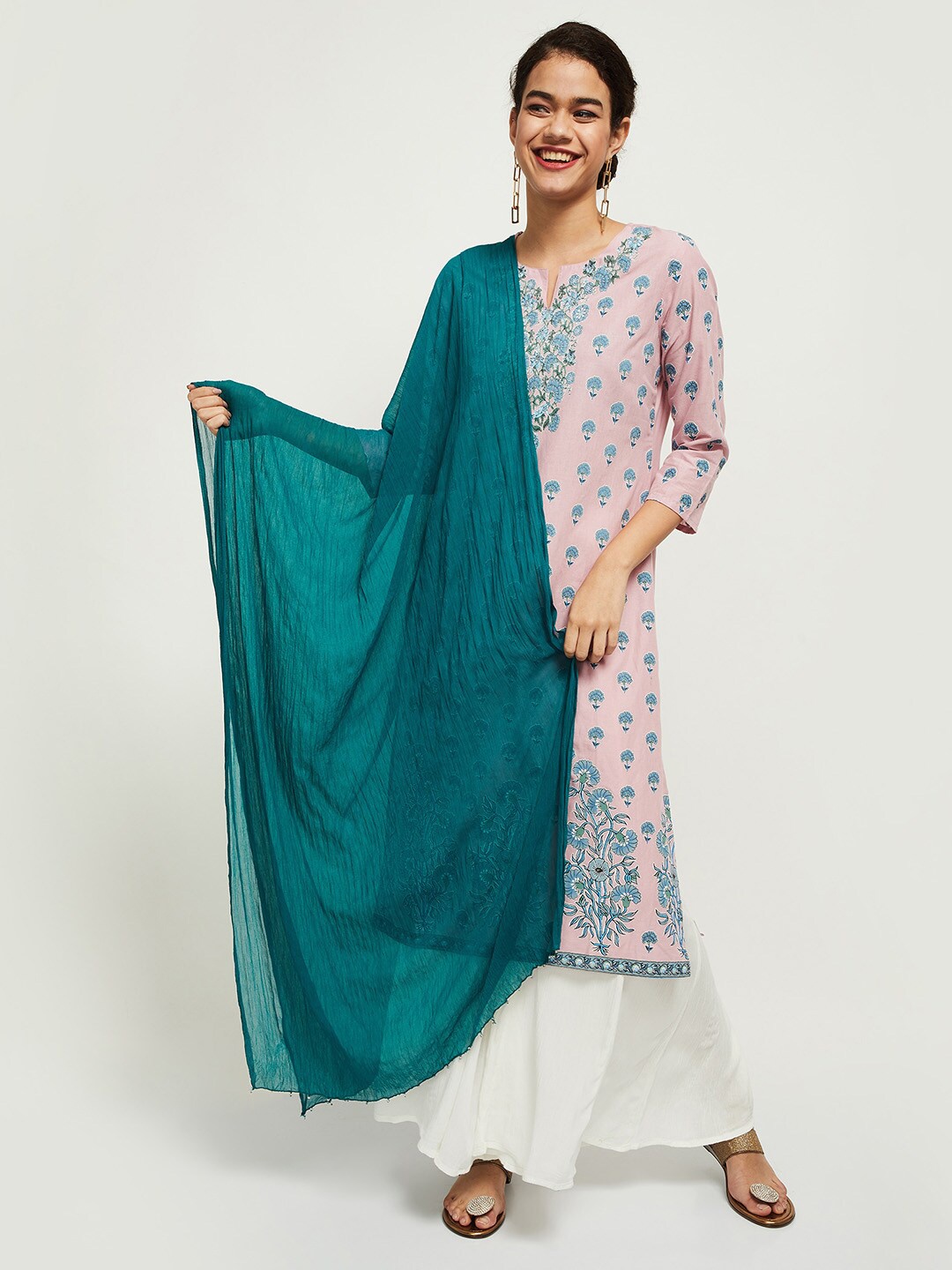 

max Teal Solid Dupatta