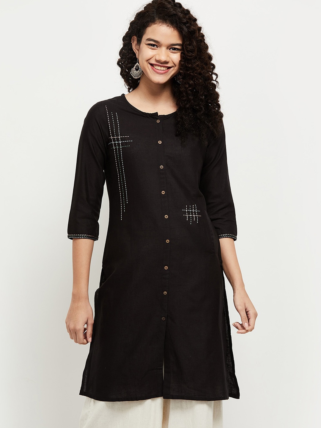 

max Women Black Kurta