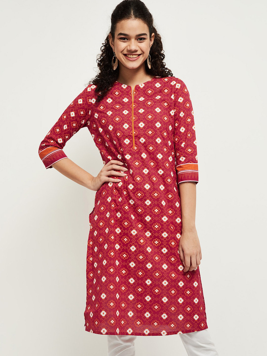 

max Women Fuchsia Ethnic Motifs Printed Kurta