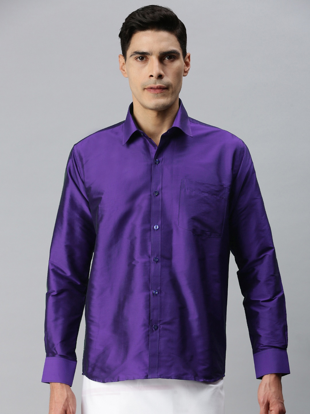 

INDIAN WOOTZ Men Blue Art Silk Shirt