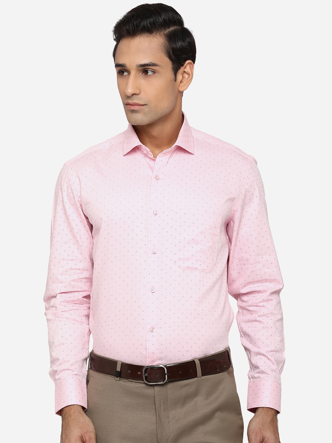 

Greenfibre Men Pink Classic Opaque Printed Formal Shirt