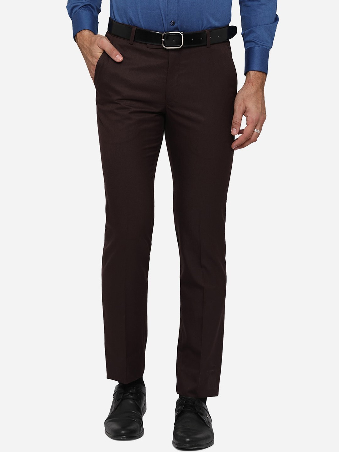 

Greenfibre Men Brown Slim Fit Formal Trousers