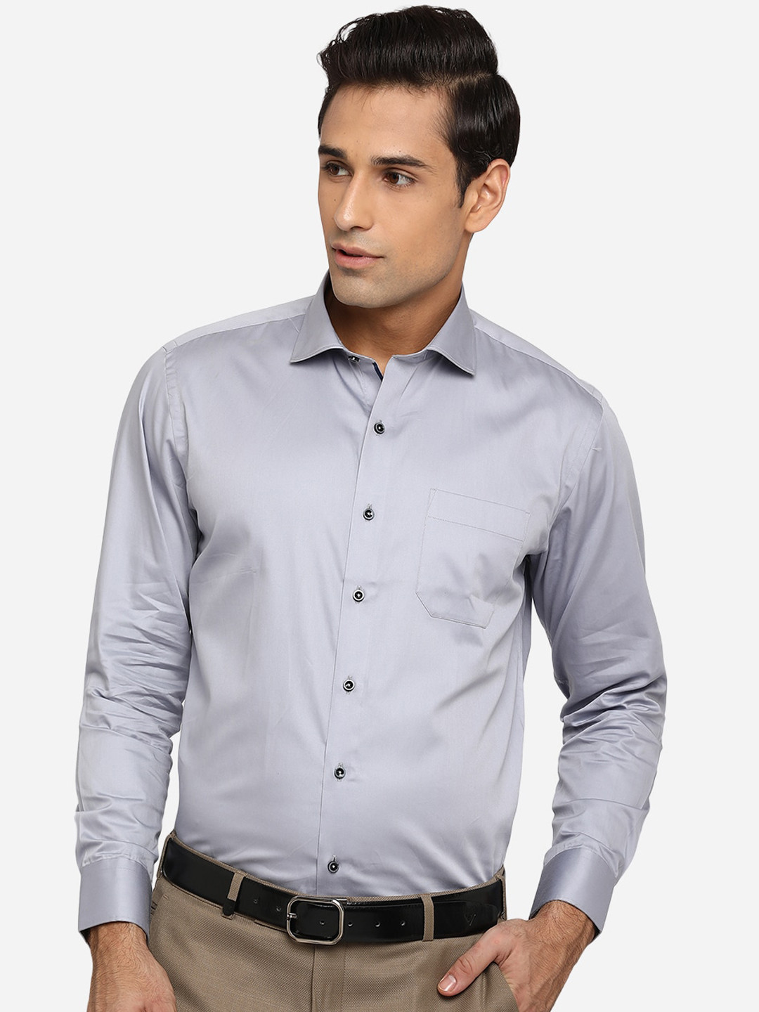 

Greenfibre Men Grey Classic Slim Fit Opaque Formal Shirt