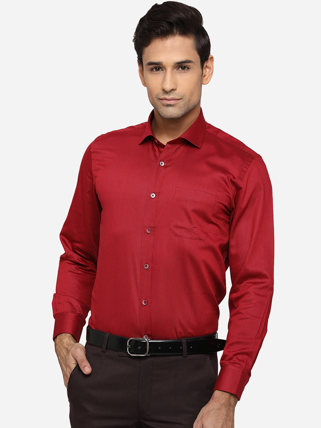 

Greenfibre Men Maroon Classic Opaque Formal Shirt