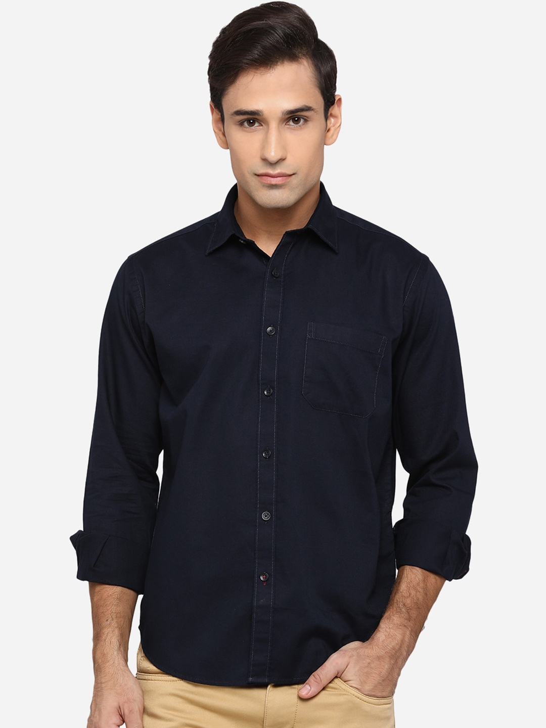 

Greenfibre Men Blue Classic Slim Fit Opaque Casual Shirt