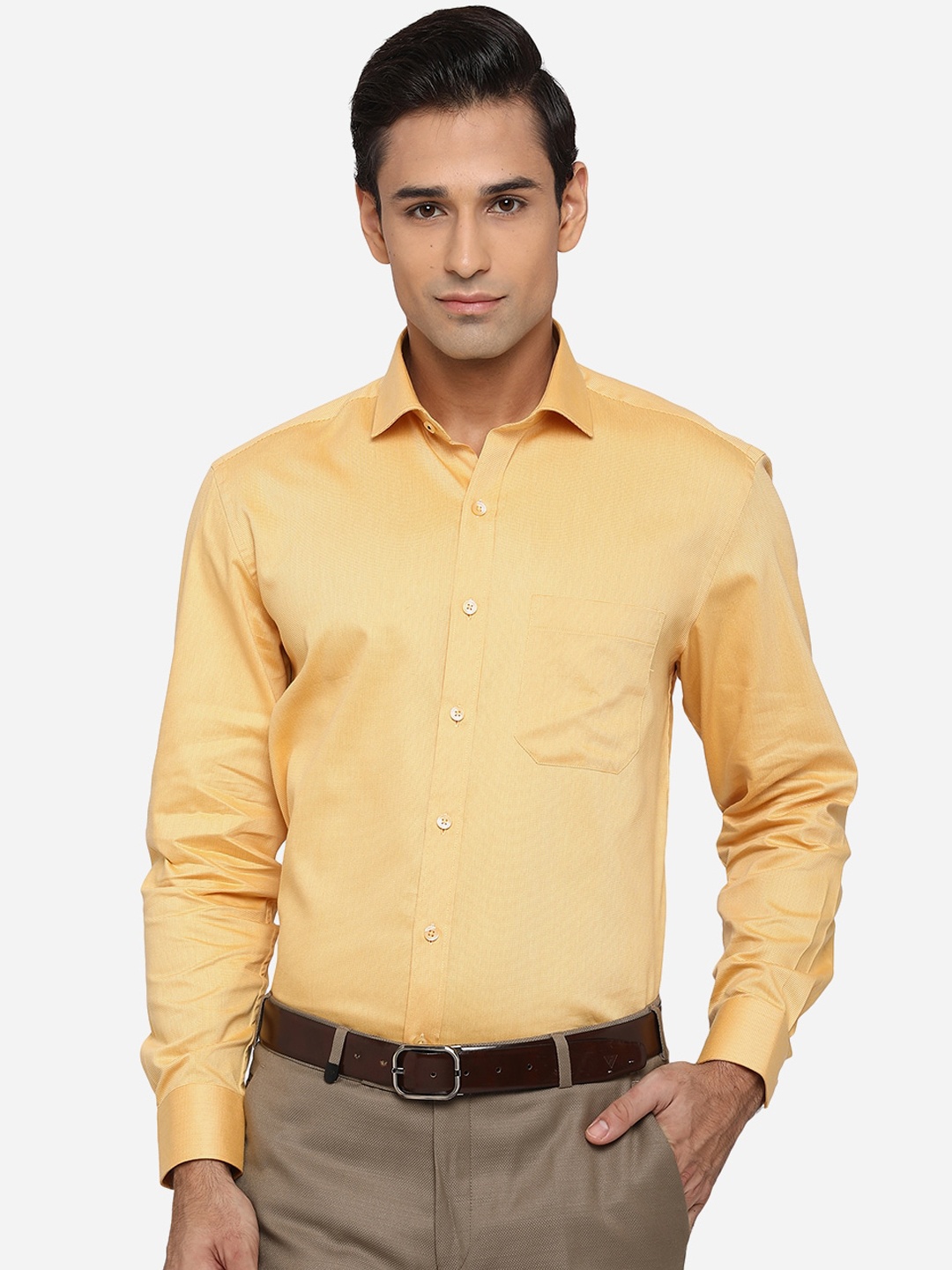 

Greenfibre Men Yellow Classic Opaque Pure Cotton Formal Shirt