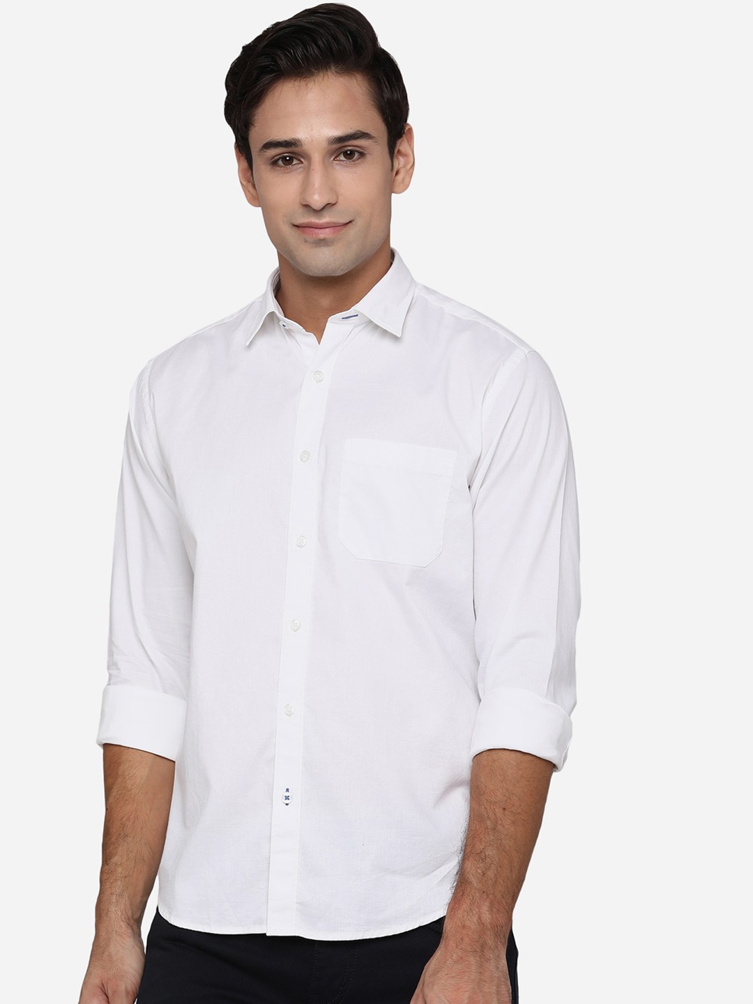 

Greenfibre Men White Classic Slim Fit Opaque Casual Shirt