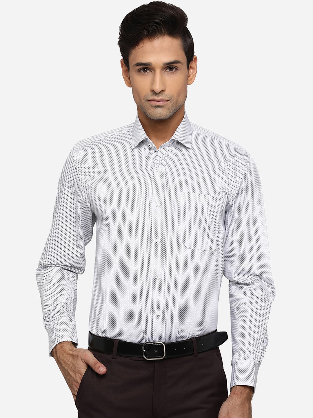 

Greenfibre Men White Classic Printed Formal Shirt