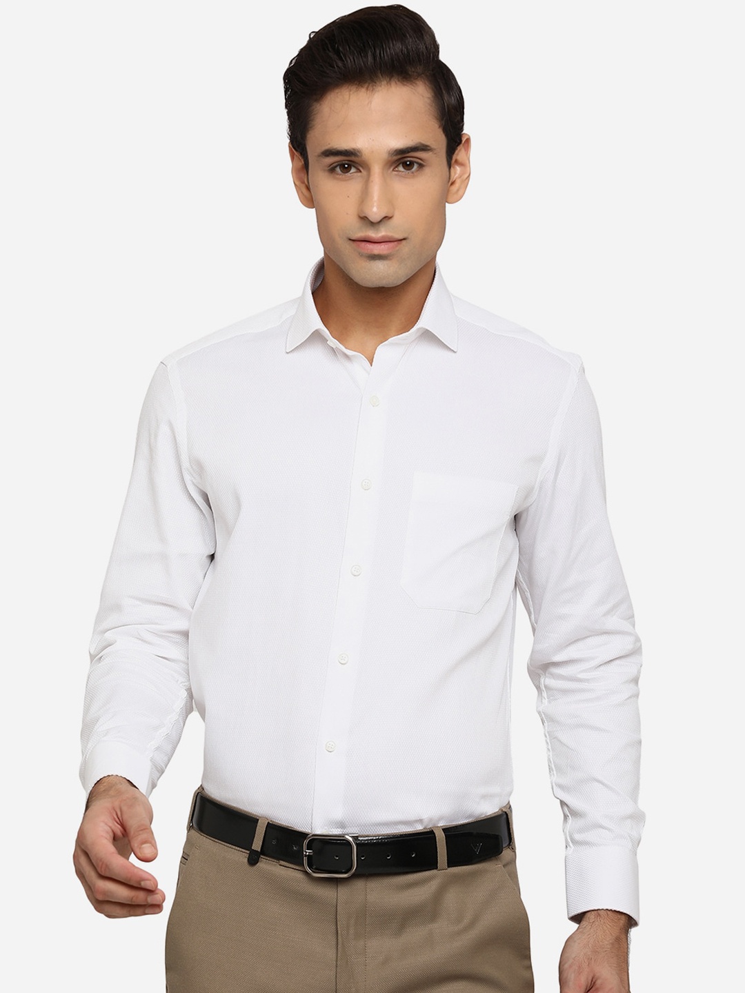 

Greenfibre Men White Classic Slim Fit Opaque Pure Cotton Formal Shirt