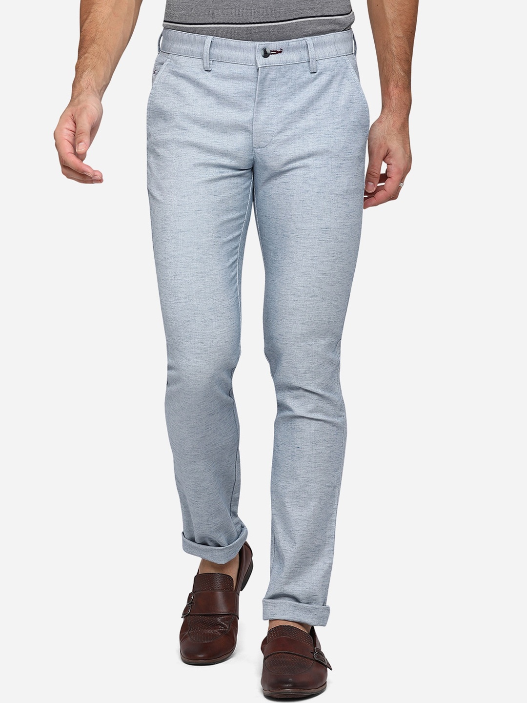

Greenfibre Men Blue Slim Fit Pure Cotton Trousers