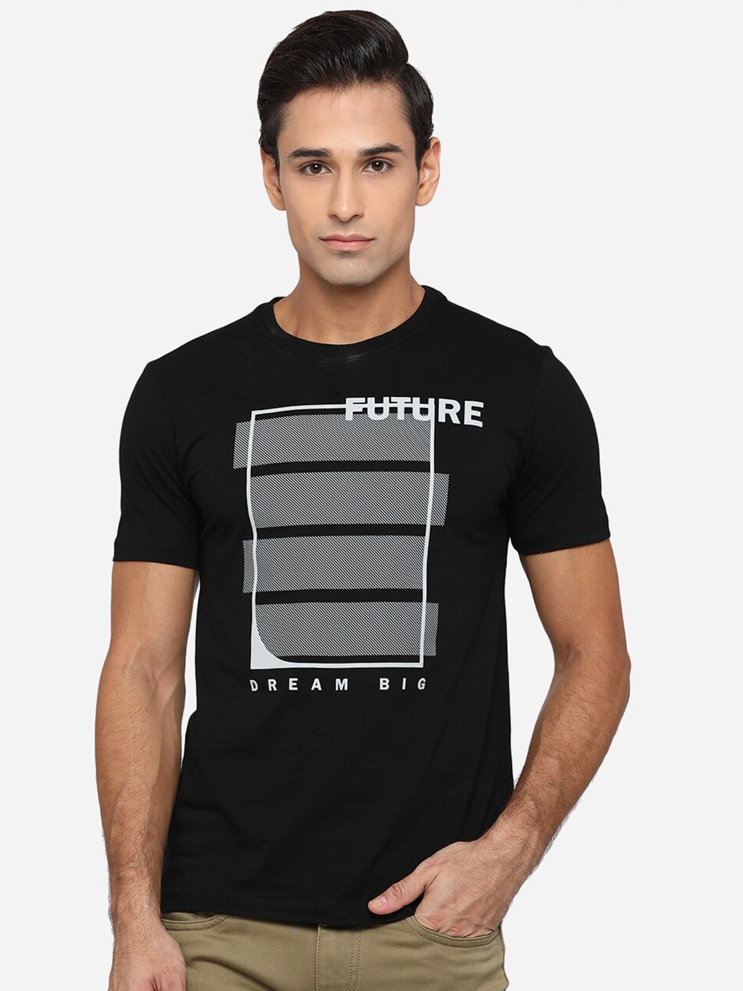 

Greenfibre Men Black Printed Slim Fit T-shirt