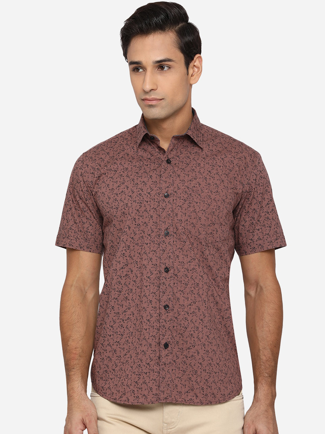 

Greenfibre Men Brown Classic Slim Fit Floral Opaque Printed Casual Shirt
