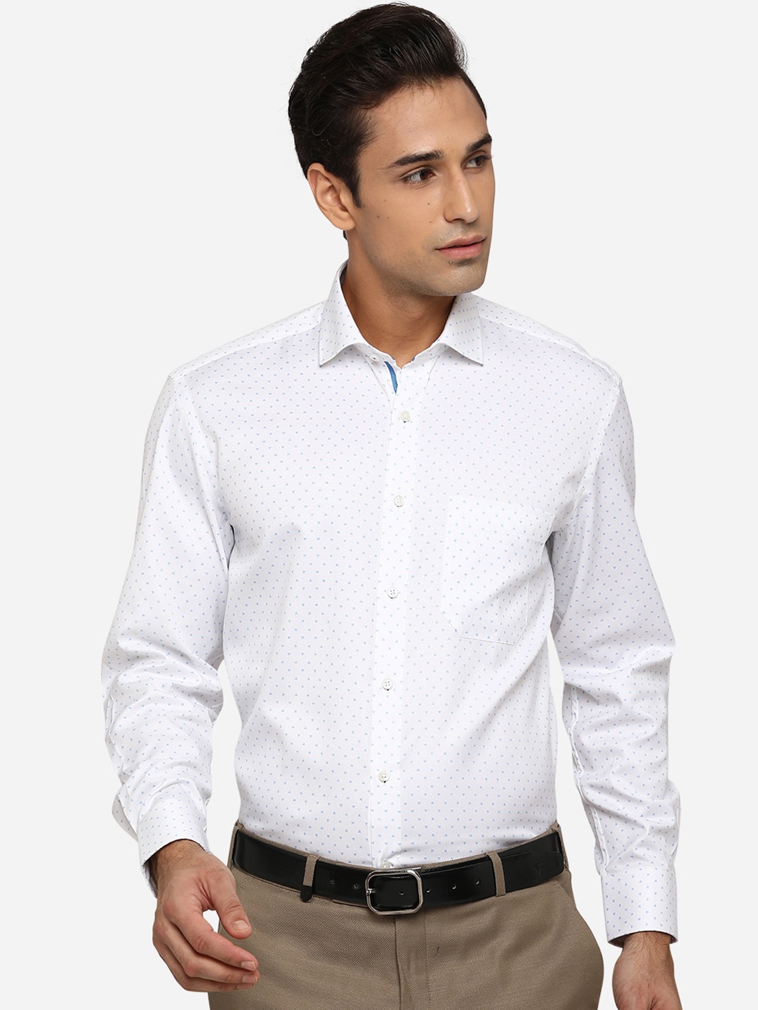 

Greenfibre Men White Classic Opaque Printed Formal Shirt