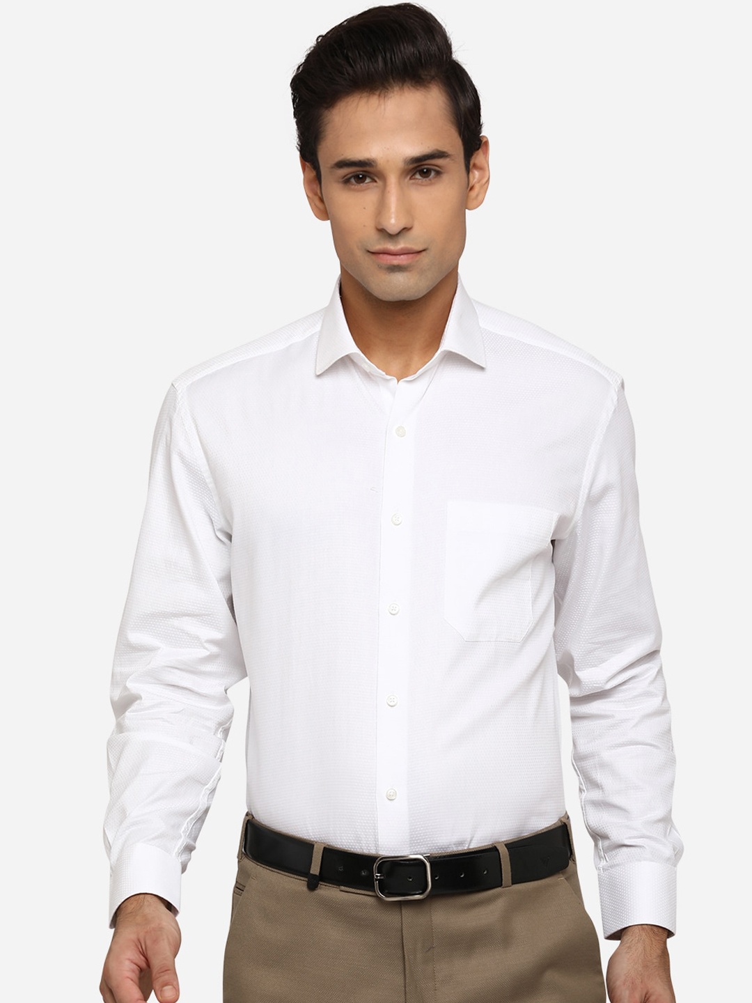 

Greenfibre Men White Classic Opaque Pure Cotton Formal Shirt