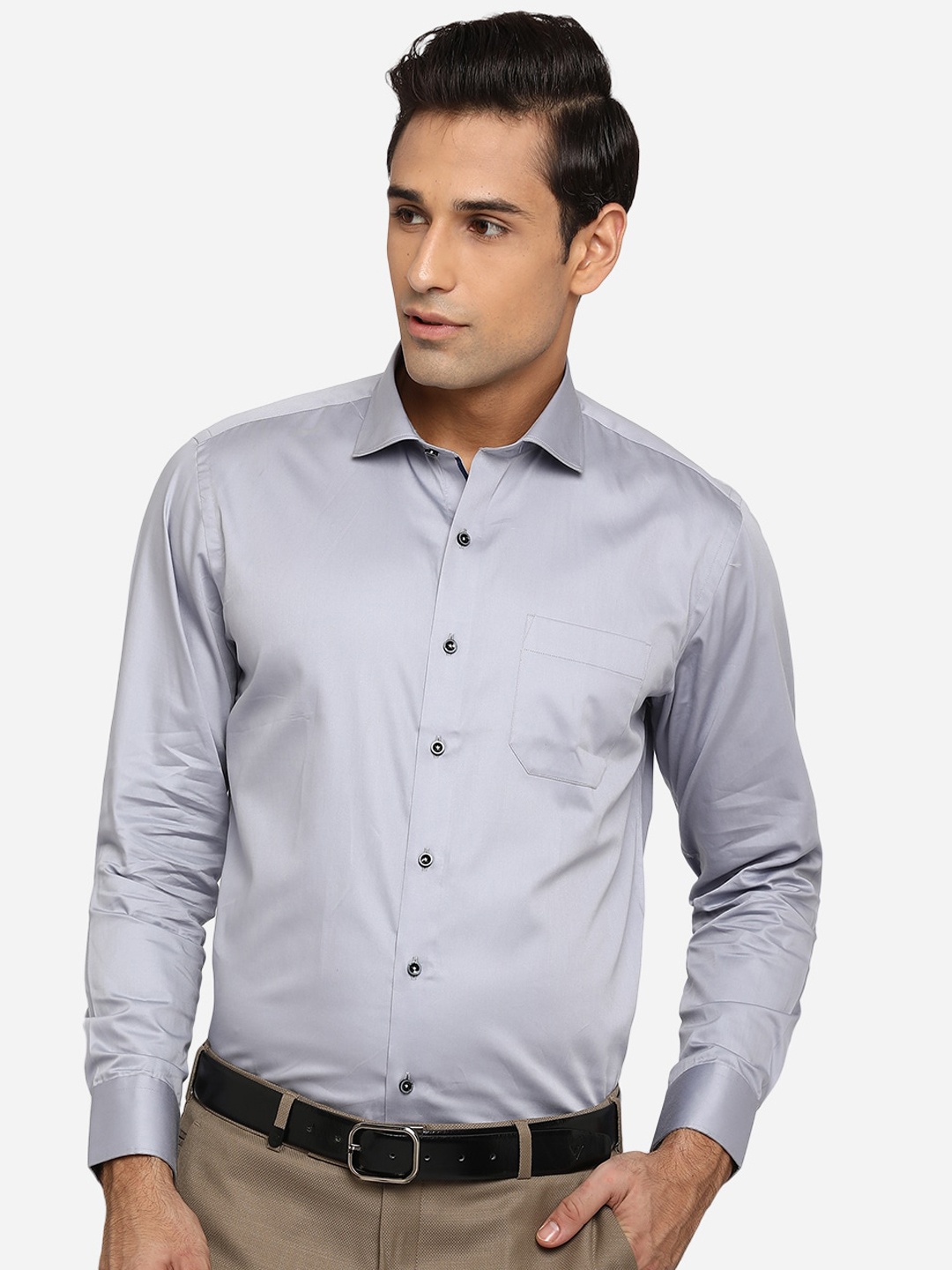 

Greenfibre Men Grey Classic Slim Fit Opaque Formal Shirt