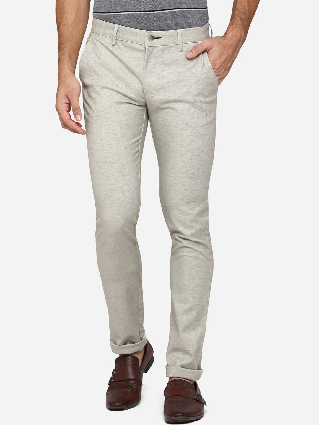 

Greenfibre Men Grey Slim Fit Trousers