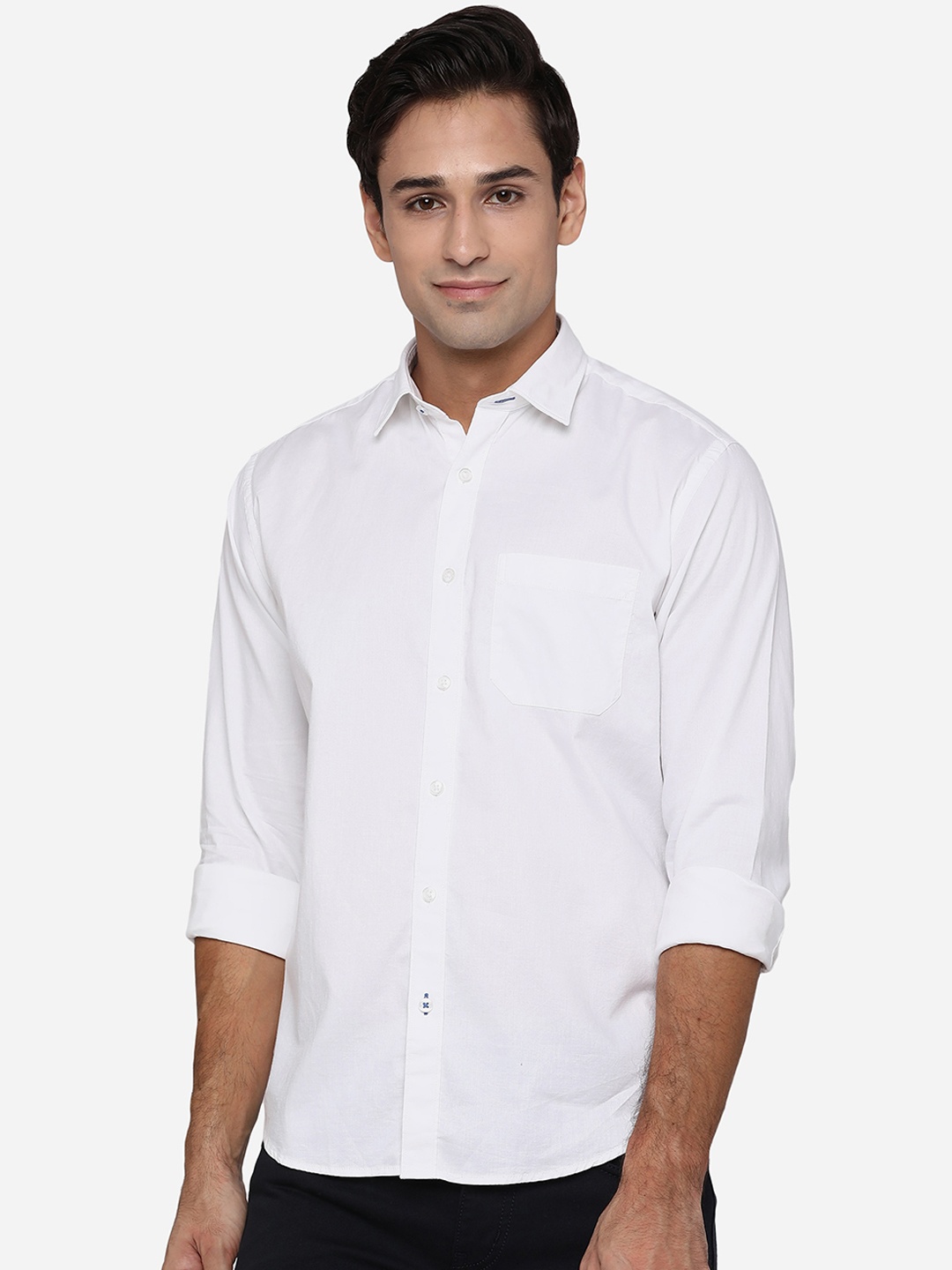 

Greenfibre Men White Classic Slim Fit Casual Shirt