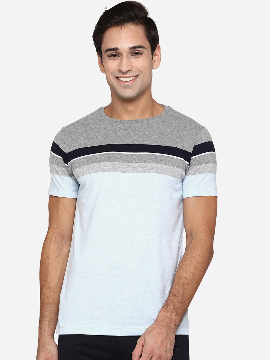 

Greenfibre Men Multicoloured Striped Slim Fit T-shirt, Multi