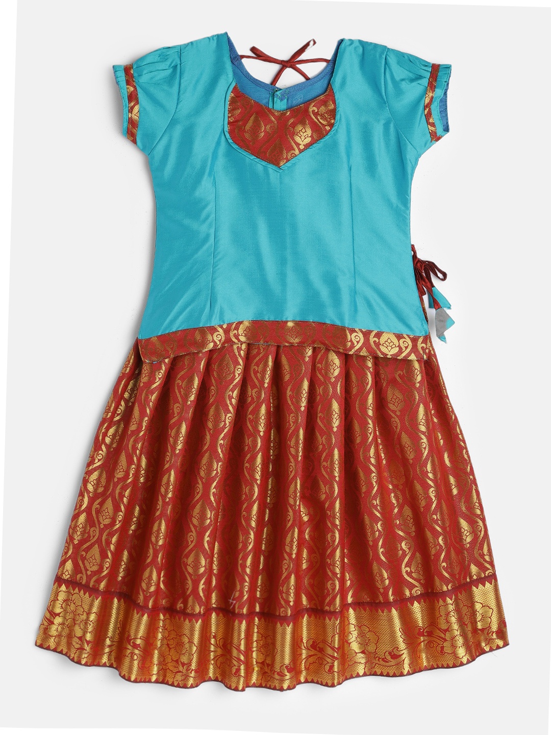 

Baby Lakshmi Girls Blue & Maroon Ready to Wear Paatu Pavadai