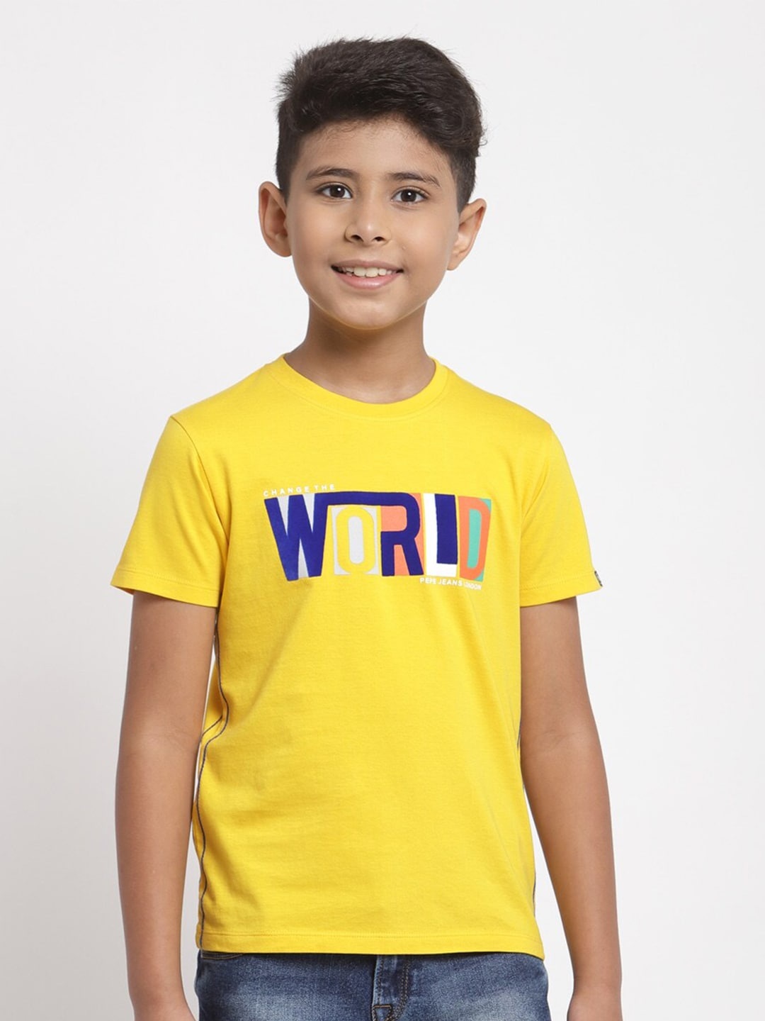 

Pepe Jeans Boys Yellow Typography Printed Applique T-shirt