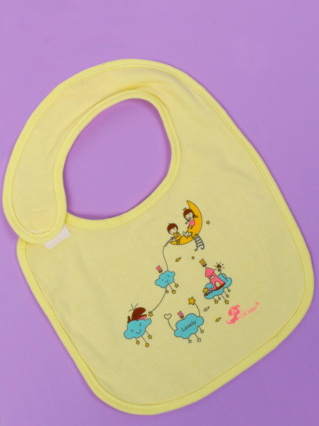 

POKORY Infant Kids Yellow & Blue Printed Bib