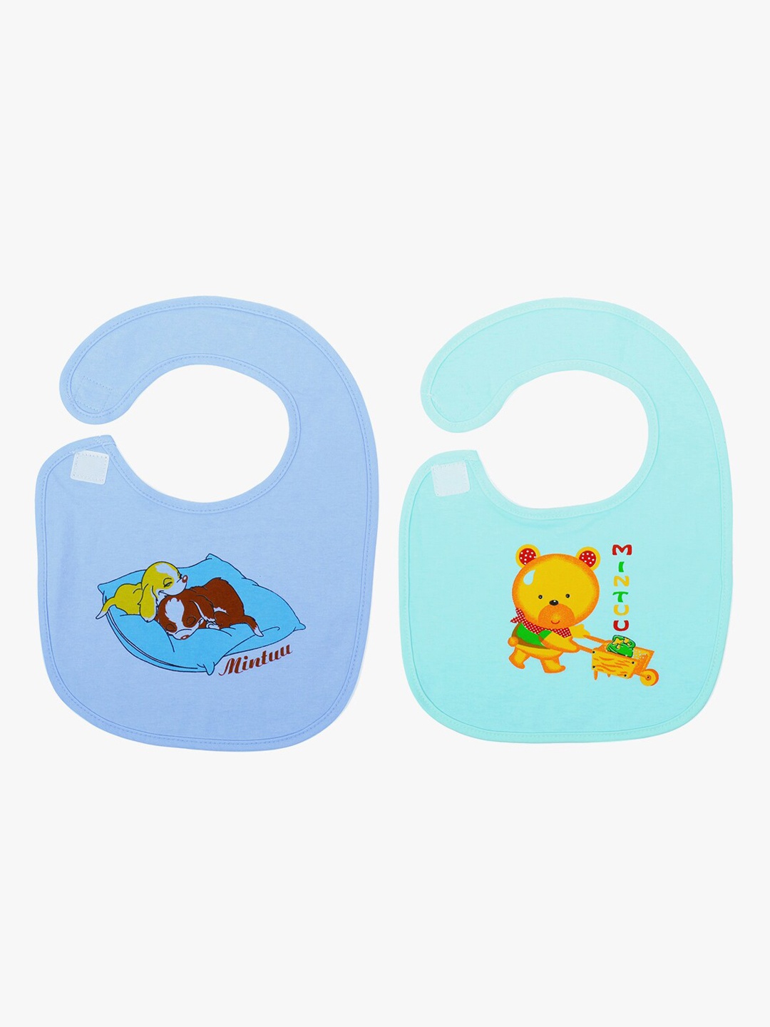 

POKORY Infant Kids Pack Of 2 Printed Bibs, Blue