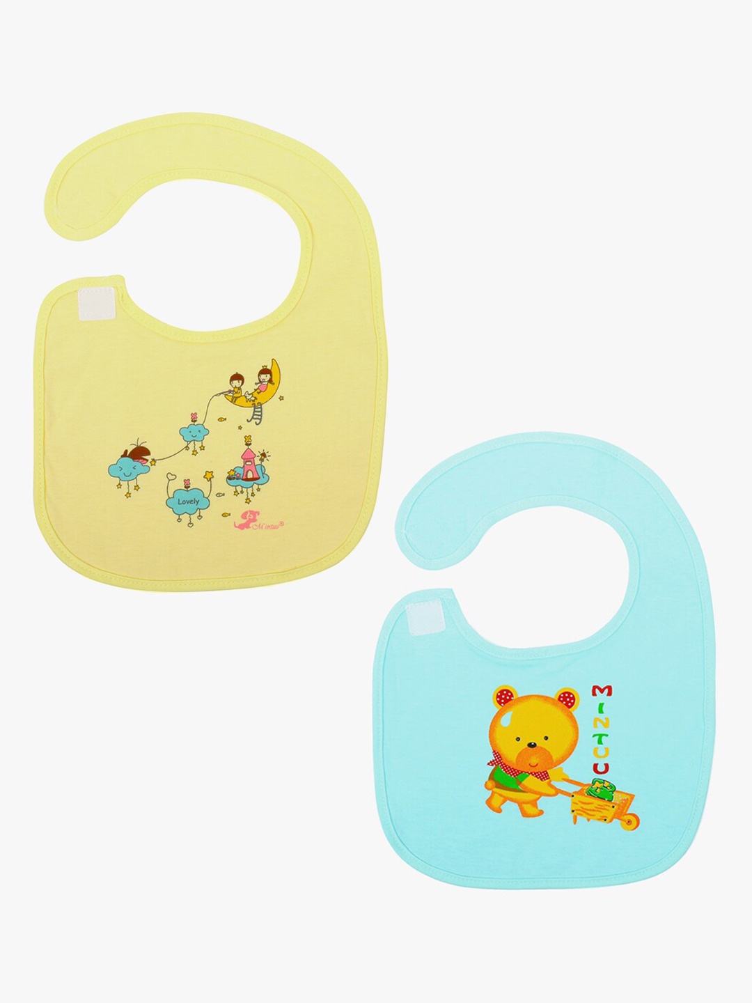 

POKORY Kids Green & Yellow Printed Feeding Bibs