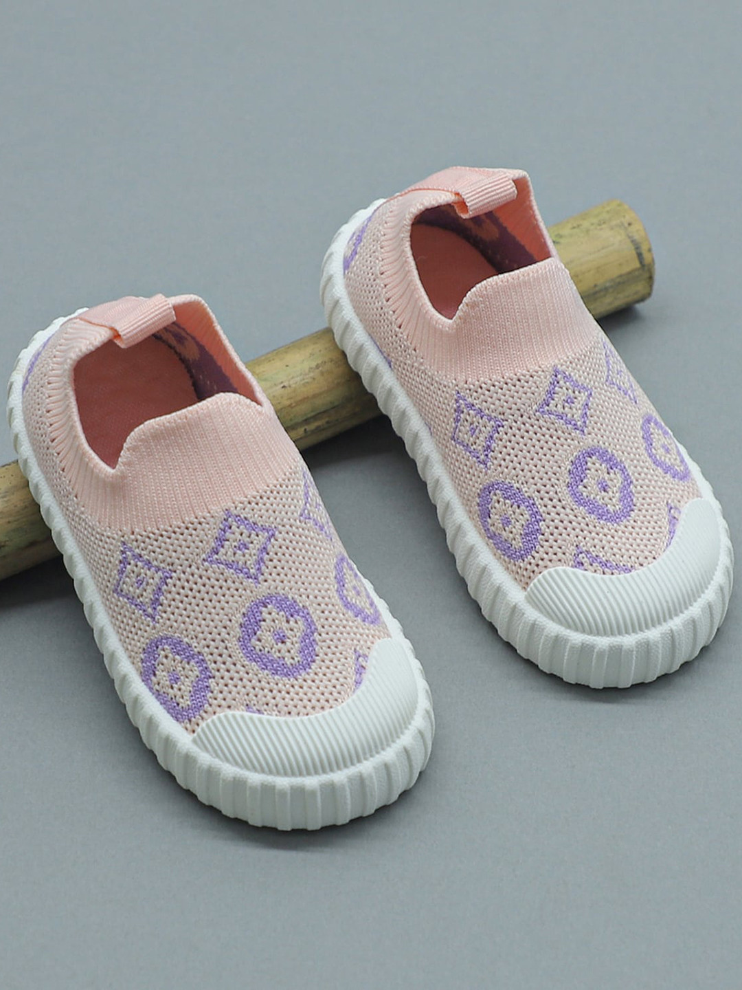 

FEETWELL SHOES Kids Pink Woven Design Slip-On Sneakers
