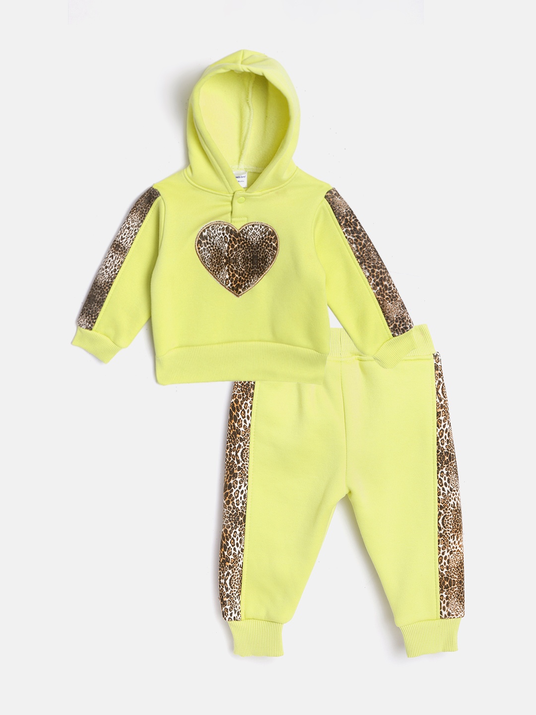 

Moms Love Girls Lime Green & Brown Animal print Sweatshirt with Pyjamas