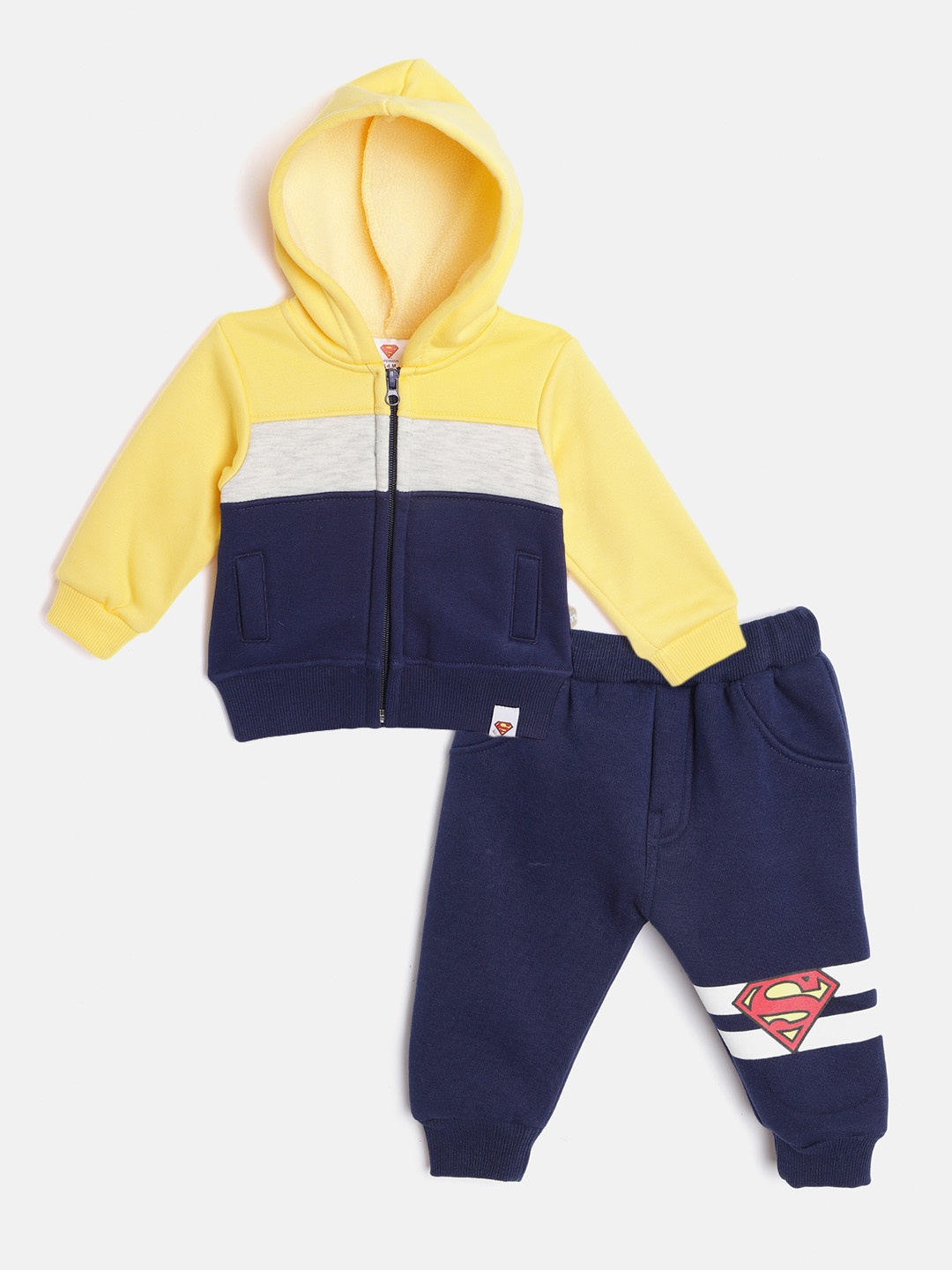 

Moms Love Boys Yellow & Navy Blue Pure Cotton Striped Sweatshirt with Pyjamas