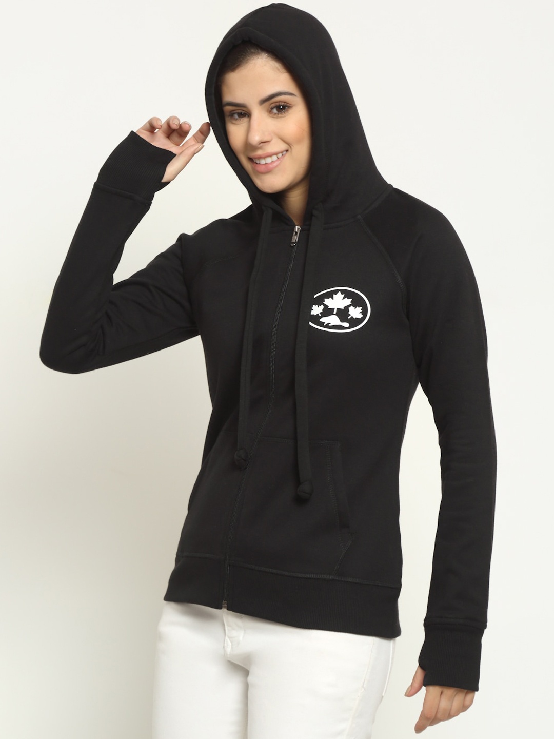 

Rute Women Black Hooded Sweatshirt