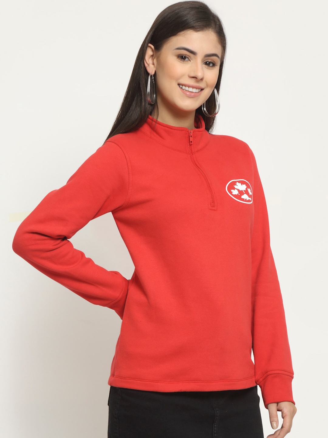 

Rute Women Red Solid Sweatshirt