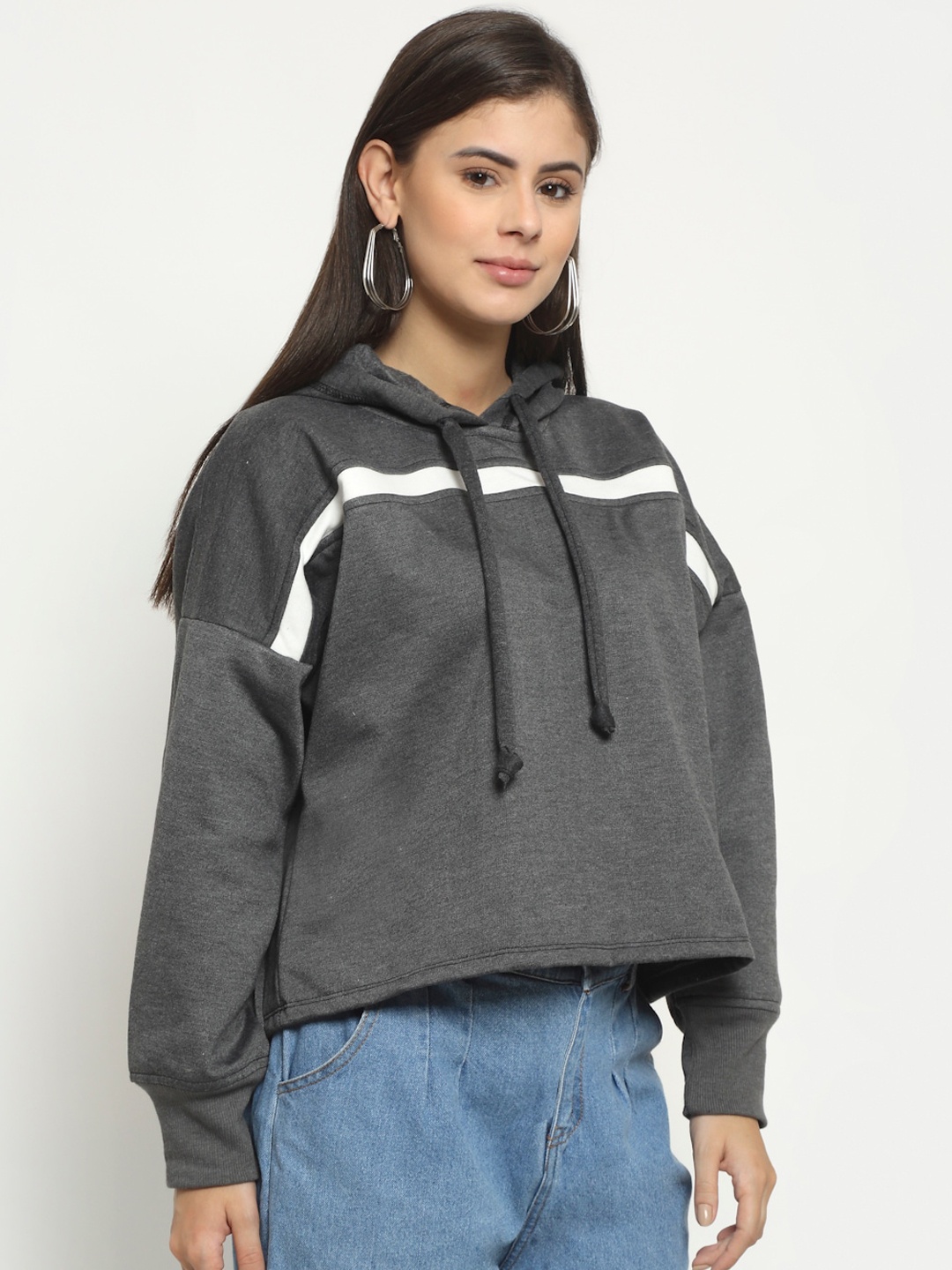 

Rute Women Charcoal Grey Hooded Sweatshirt