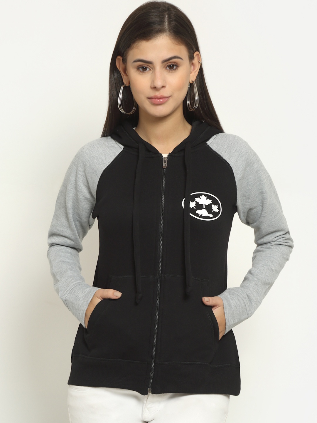 

Rute Women Black Pure Cotton Hooded Sweatshirt