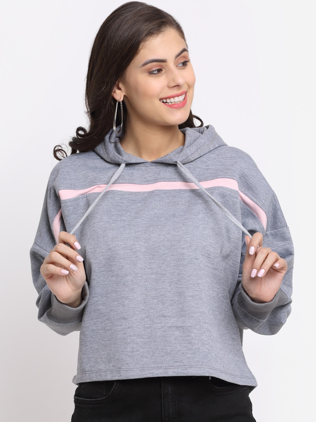 

Rute Women Grey Melange Hooded Sweatshirt