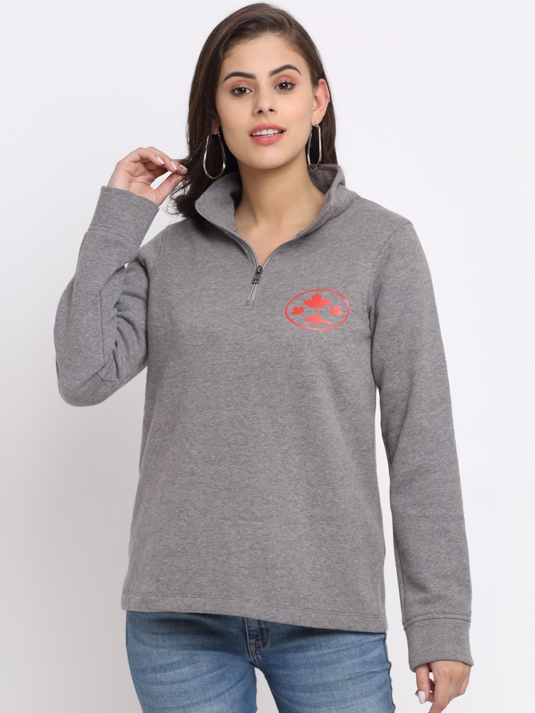 

Rute Women Grey Melange Sweatshirt