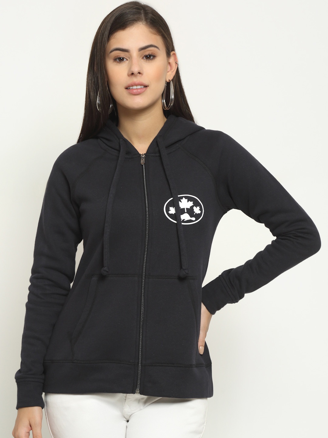 

Rute Women Black Pure Cotton Hooded Sweatshirt
