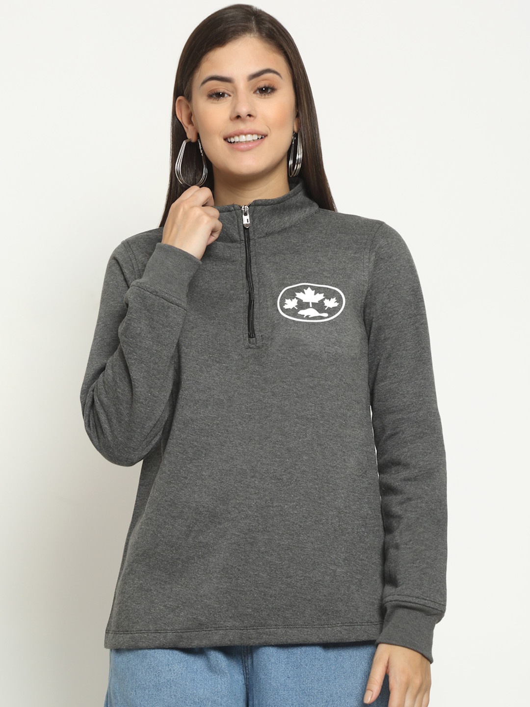 

Rute Women Grey Pure Cotton Sweatshirt