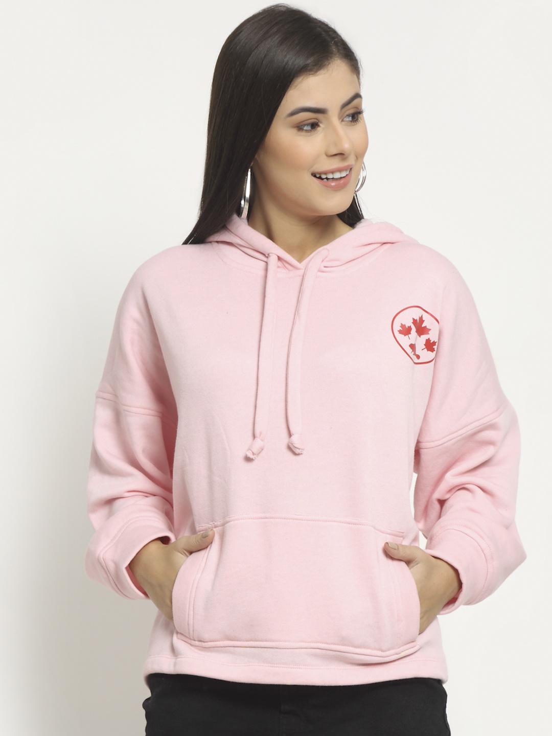 

Rute Women Pink Pure Cotton Hooded Sweatshirt