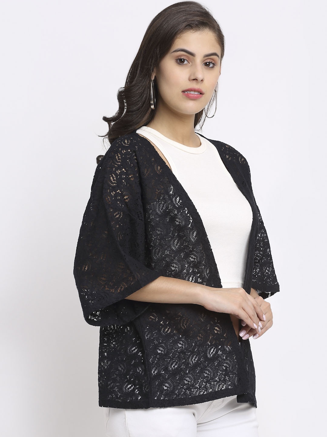

Rute Women Black Pure Cotton Lace Shrug