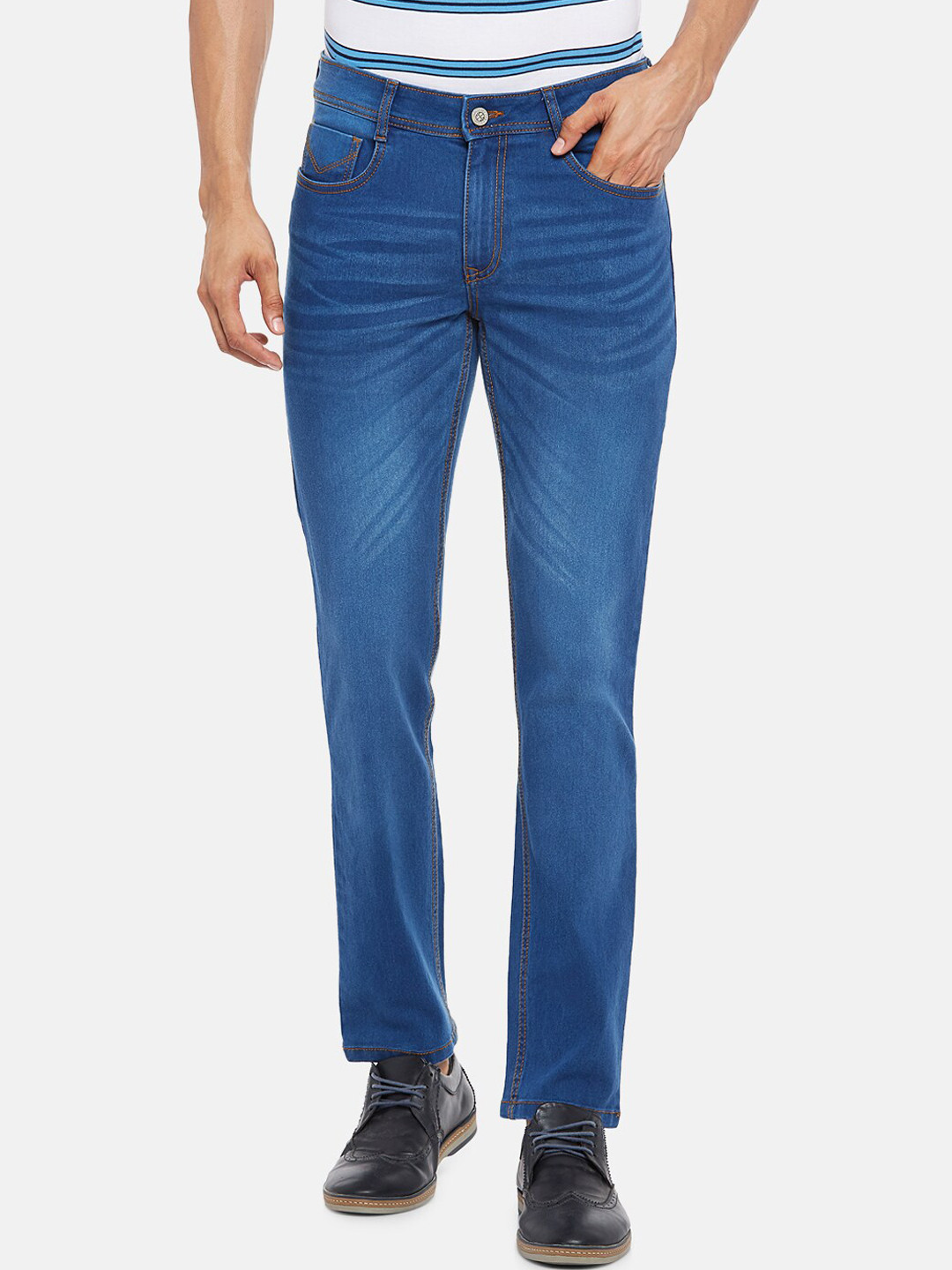 

BYFORD by Pantaloons Men Blue Tapered Fit Low-Rise Light Fade Jeans